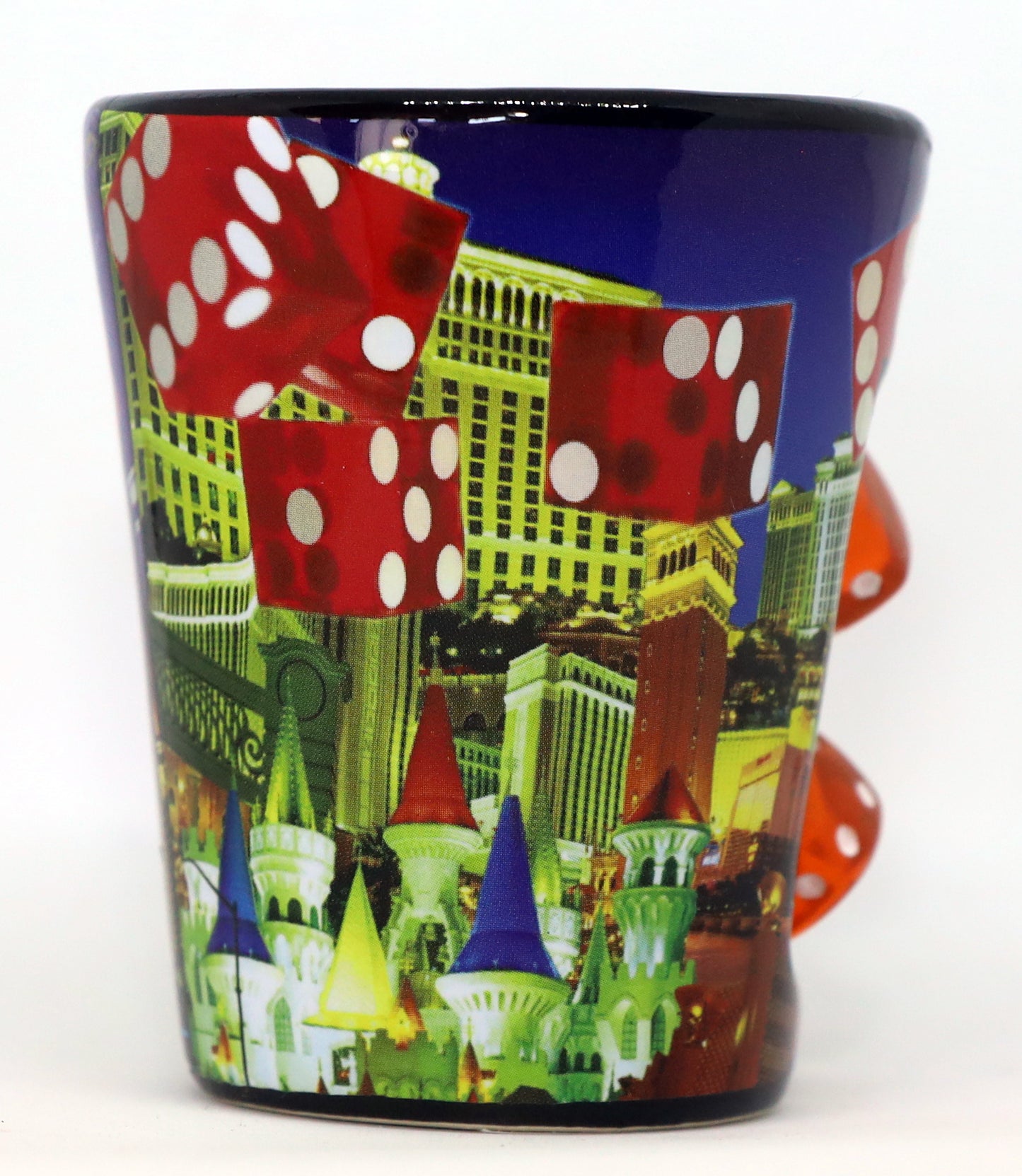 Las Vegas Nevada Dice Collage Black Shot Glass