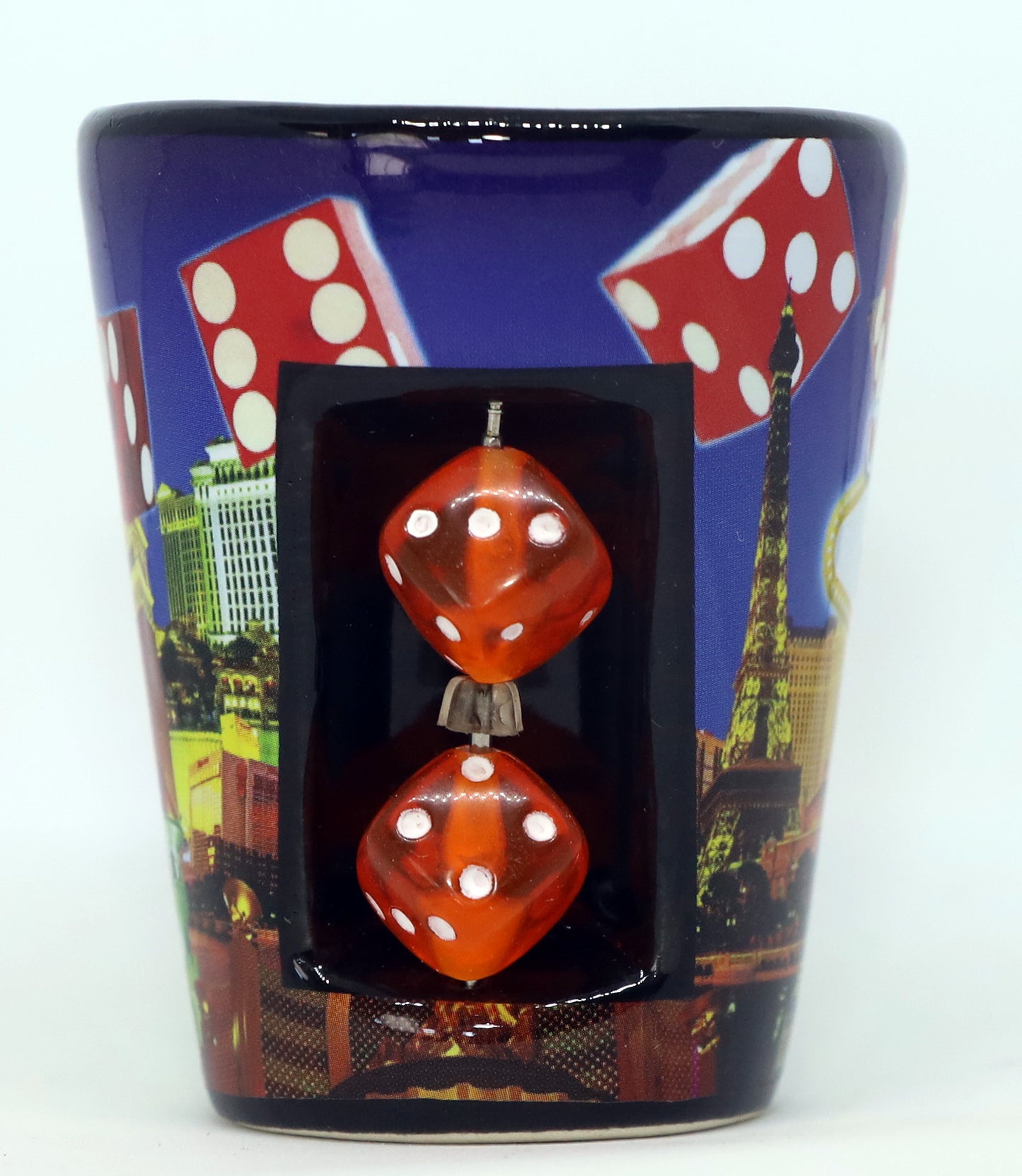 Las Vegas Nevada Dice Collage Black Shot Glass