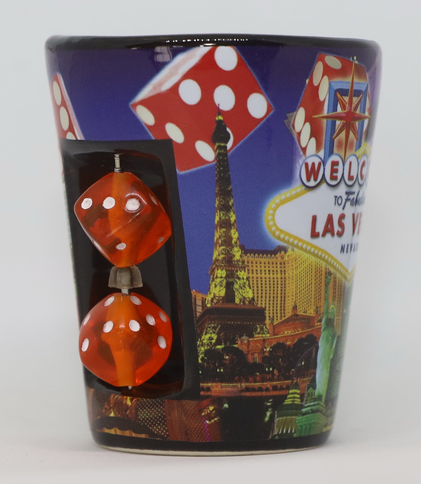 Las Vegas Nevada Dice Collage Black Shot Glass