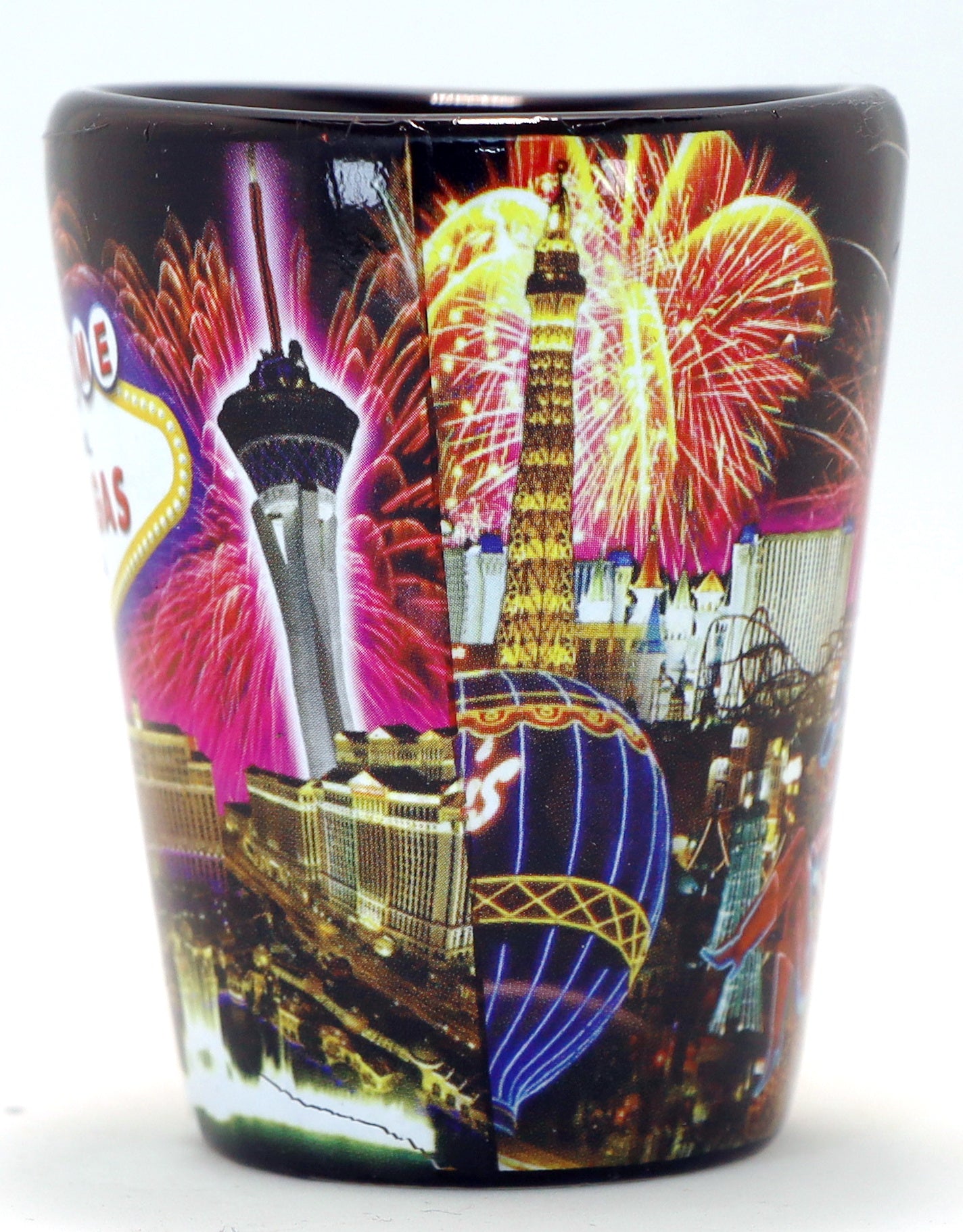 Las Vegas Nevada Fireworks Dice Black Shot Glass