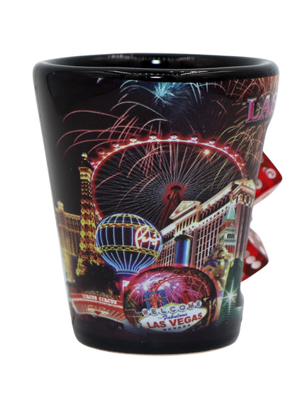 Las Vegas Nevada Neon Fireworks Dice Spindice Shot Glass