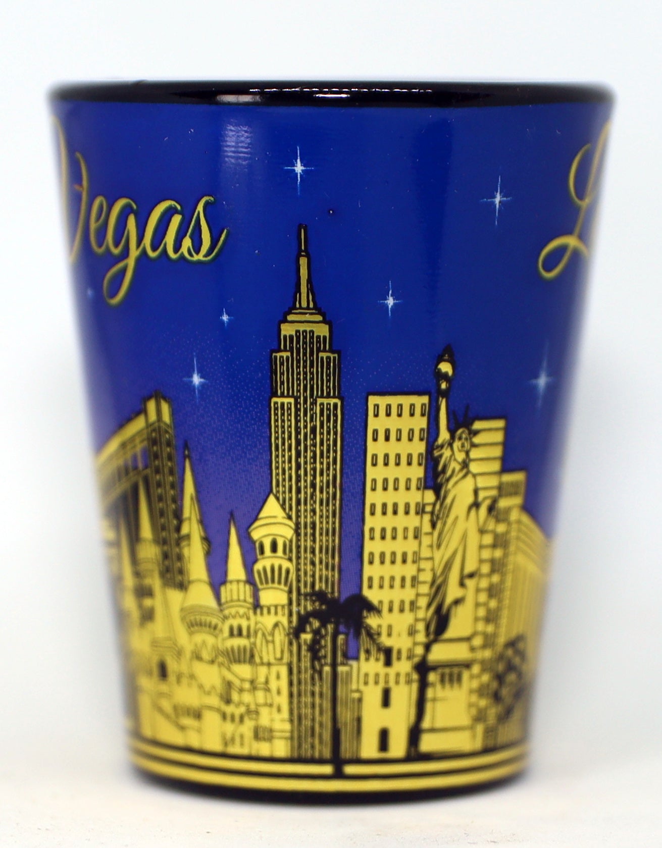 Las Vegas Nevada Purple & Gold Ceramic Shot Glass