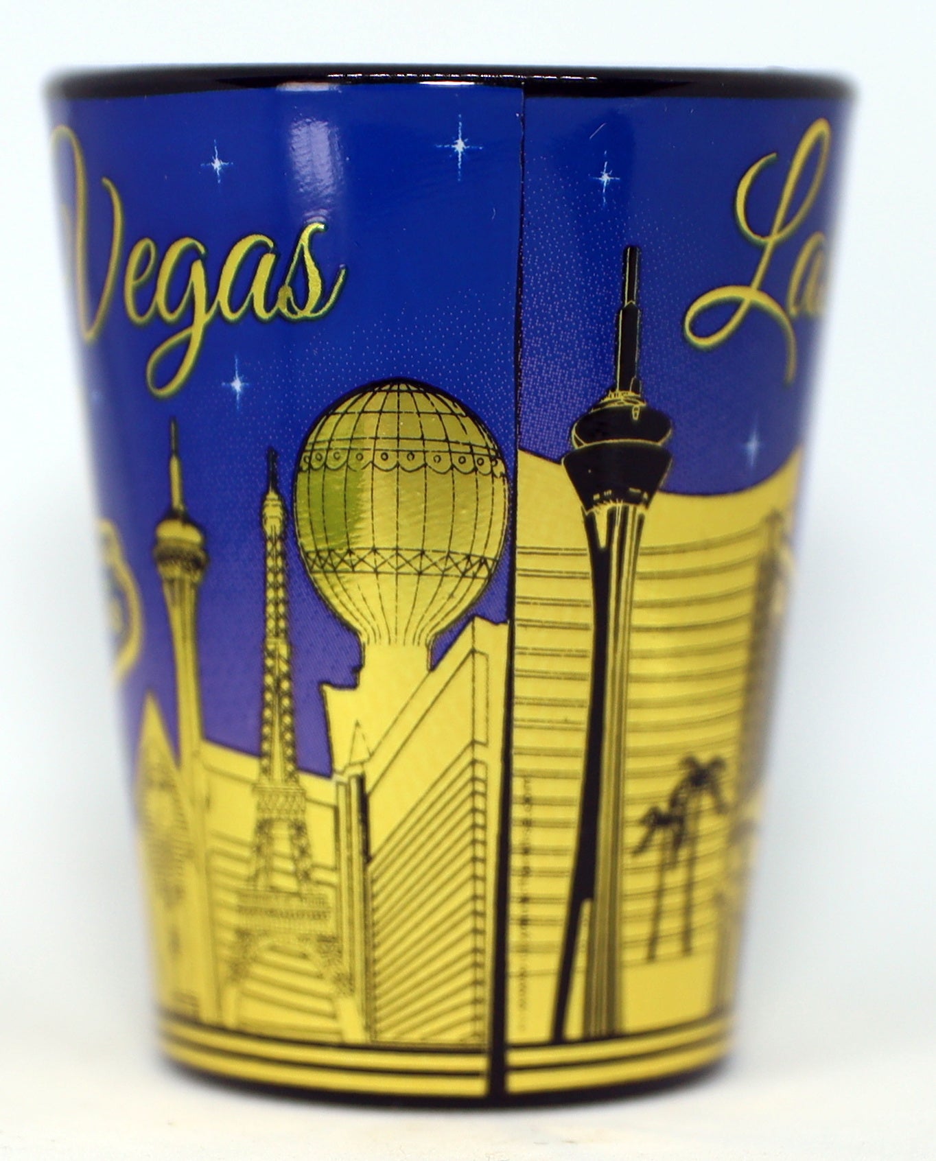 Las Vegas Nevada Purple & Gold Ceramic Shot Glass