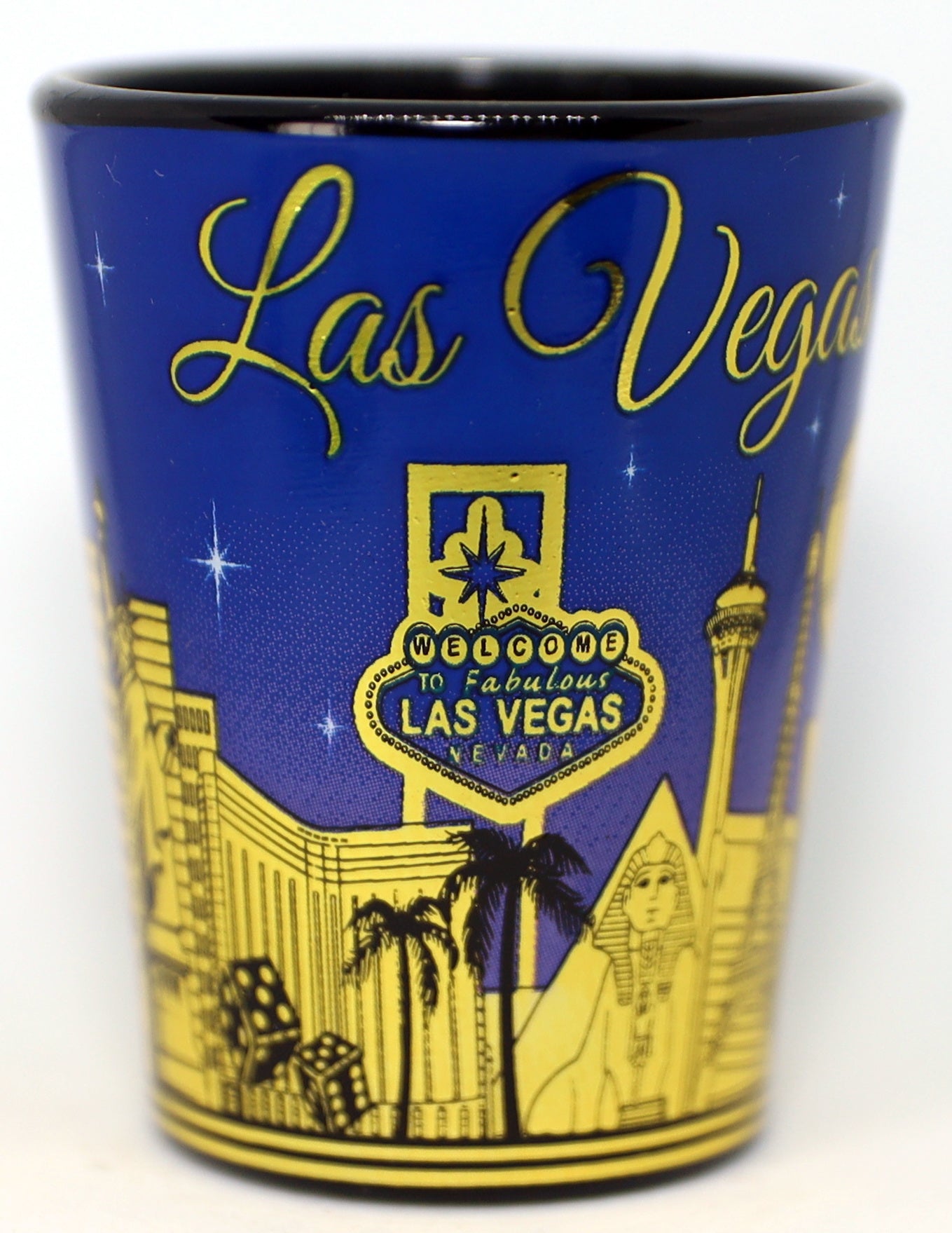 Las Vegas Nevada Purple & Gold Ceramic Shot Glass