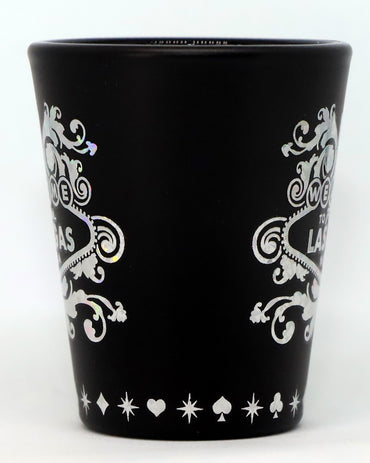 Las Vegas Nevada Sign Silver Foil Black Shot Glass