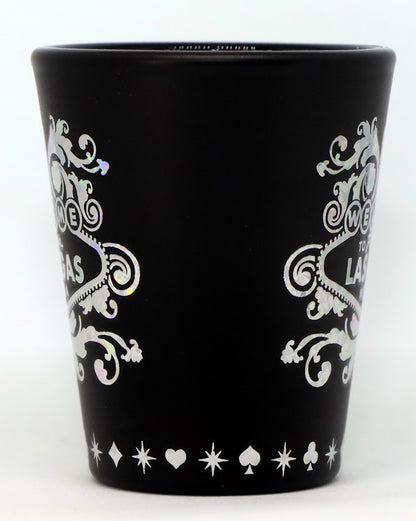 Las Vegas Nevada Sign Silver Foil Black Shot Glass