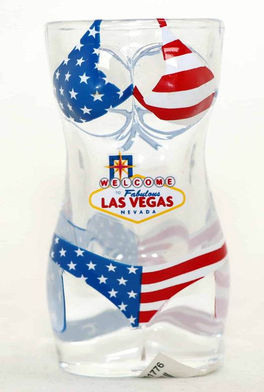 Las Vegas Nevada USA Flag Full Body Bikini 3D Shot Glass