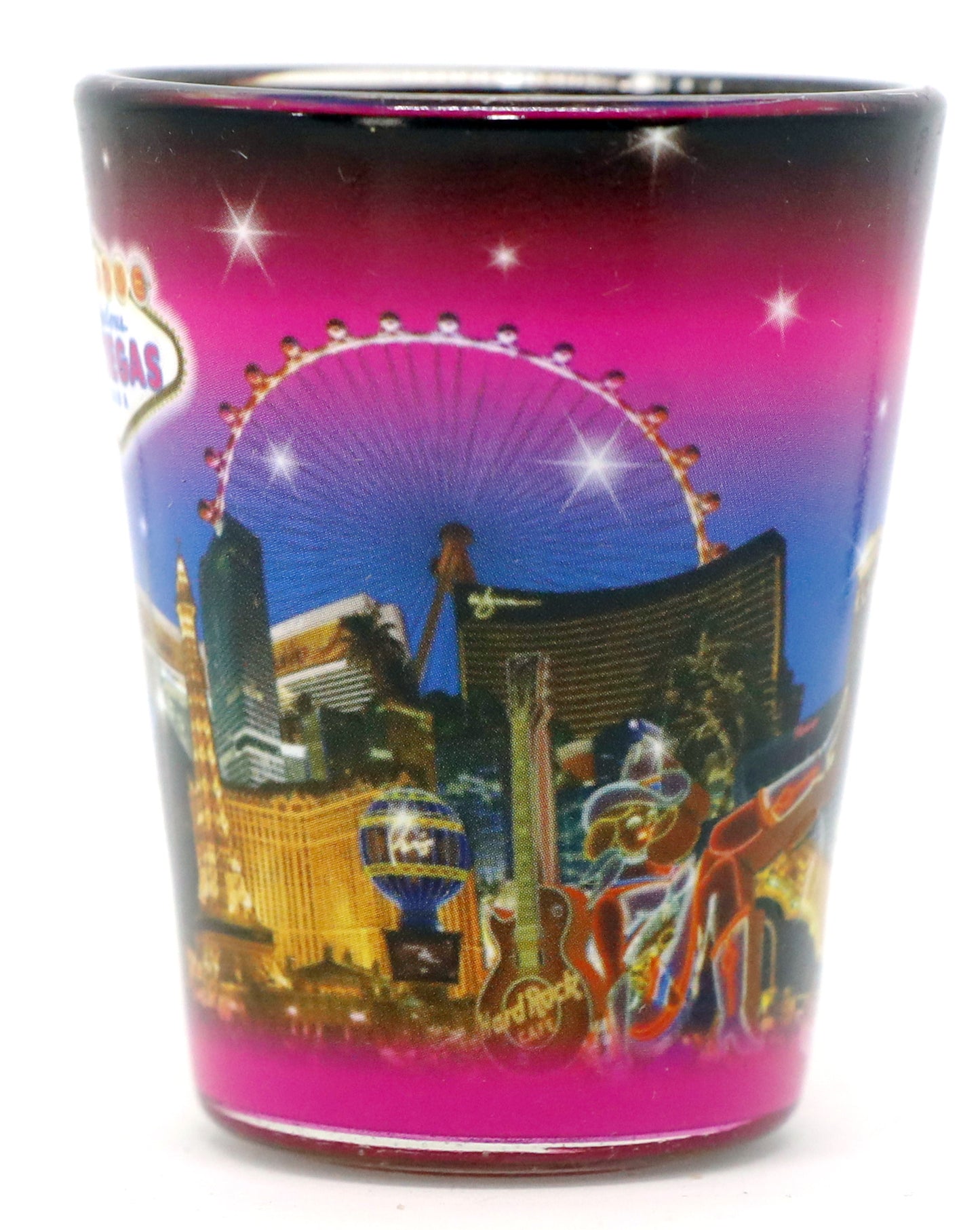 Las Vegas Nevada Pink Skyline Shot Glass