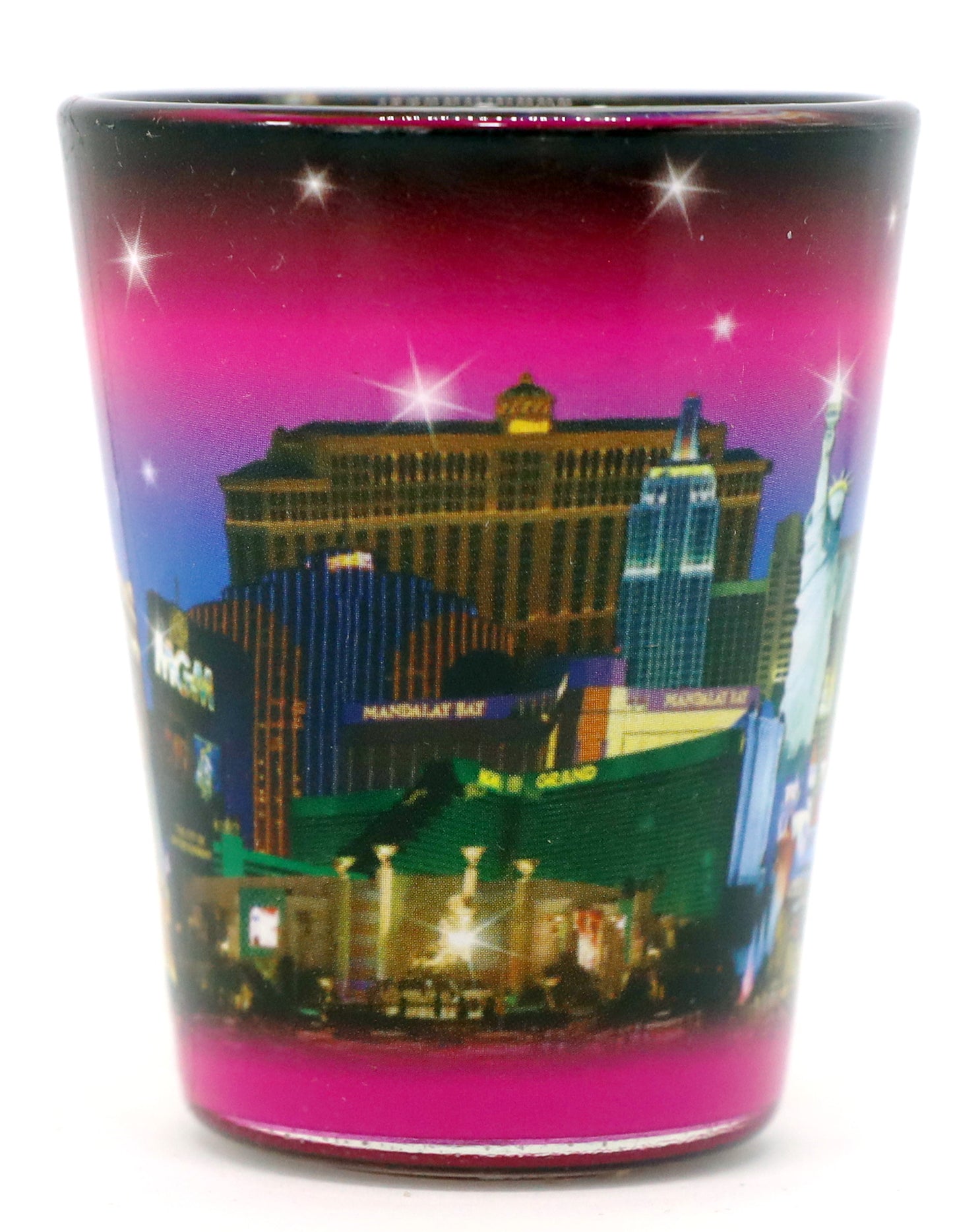 Las Vegas Nevada Pink Skyline Shot Glass