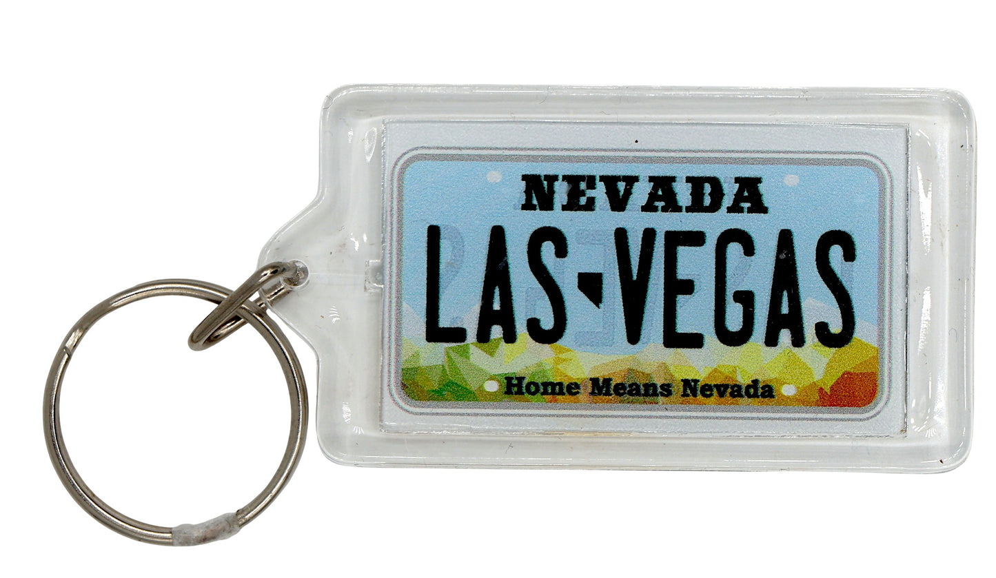 Las Vegas Nevada License Plate Acrylic Rectangular Souvenir Keychain 2.5" X 1.5"