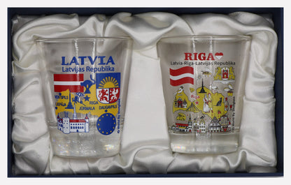 Latvia Souvenir Boxed Shot Glass Set (Set of 2)