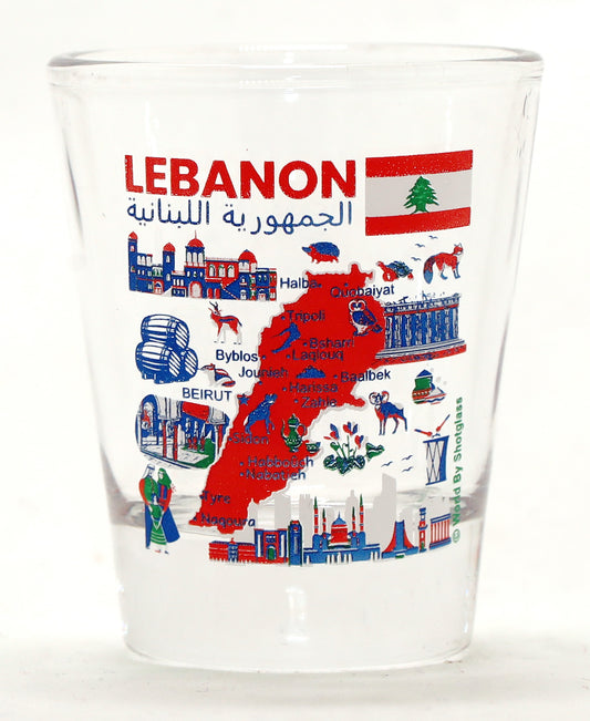 Lebanon Landmarks and Icons Collage Shot Glass