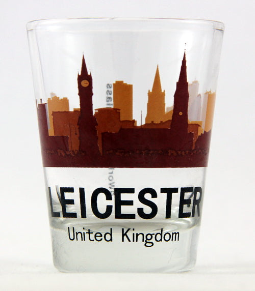 Leicester United Kingdom Sunset Skyline shot glass
