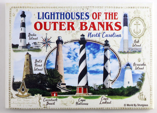 North Carolina Lighthouses of Outer Banks Fridge Collector's Souvenir Magnet 2.5" X 3.5"