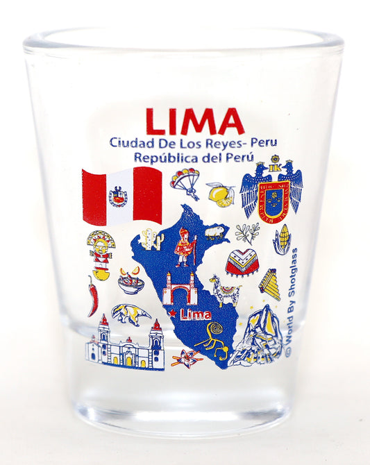 Lima Peru Landmarks and Icons Collage Shot Glass