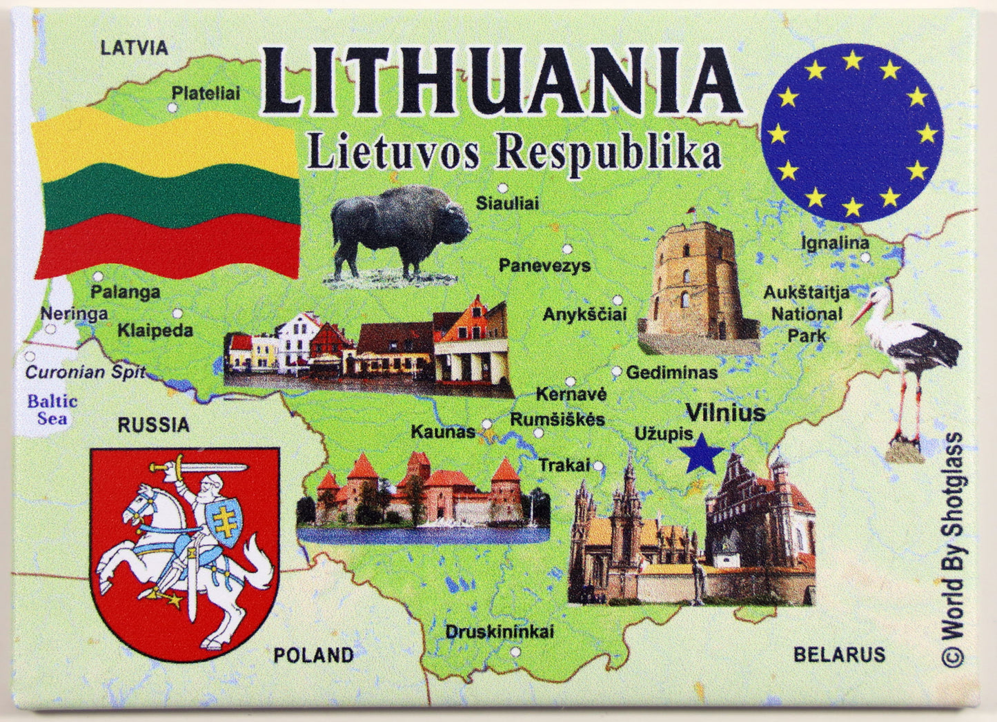 Lithuania EU Series Souvenir Fridge Magnet 2.5 inches X 3.5 inches