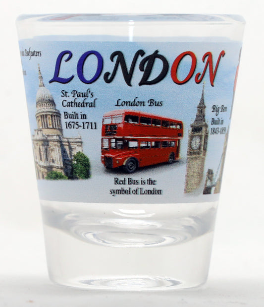 London England Blue Landmarks Collage Shot Glass