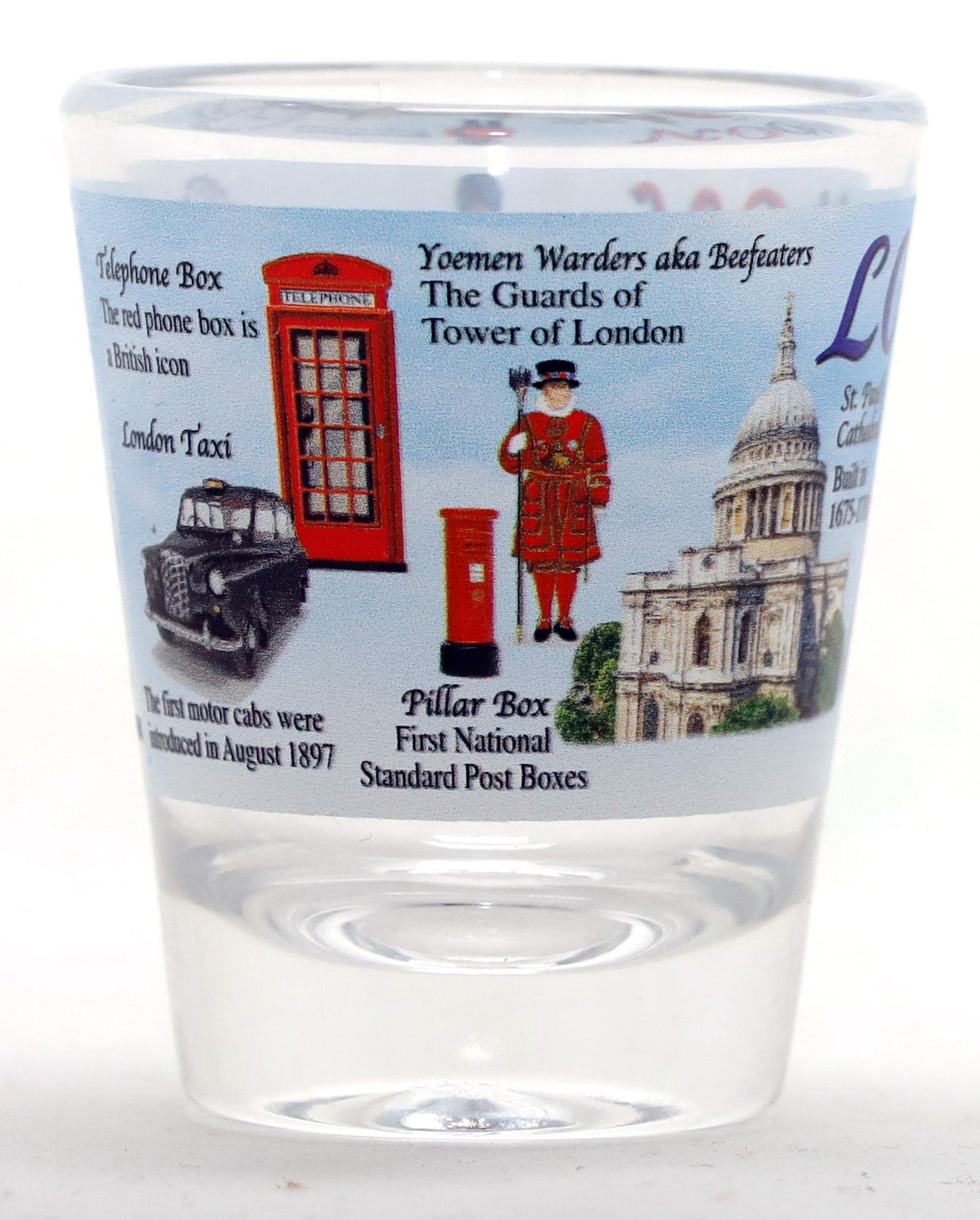 London England Blue Landmarks Collage Shot Glass