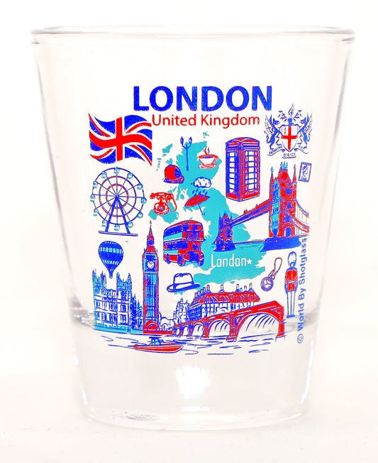 London England Landmarks and Icons Collage Shot Glass