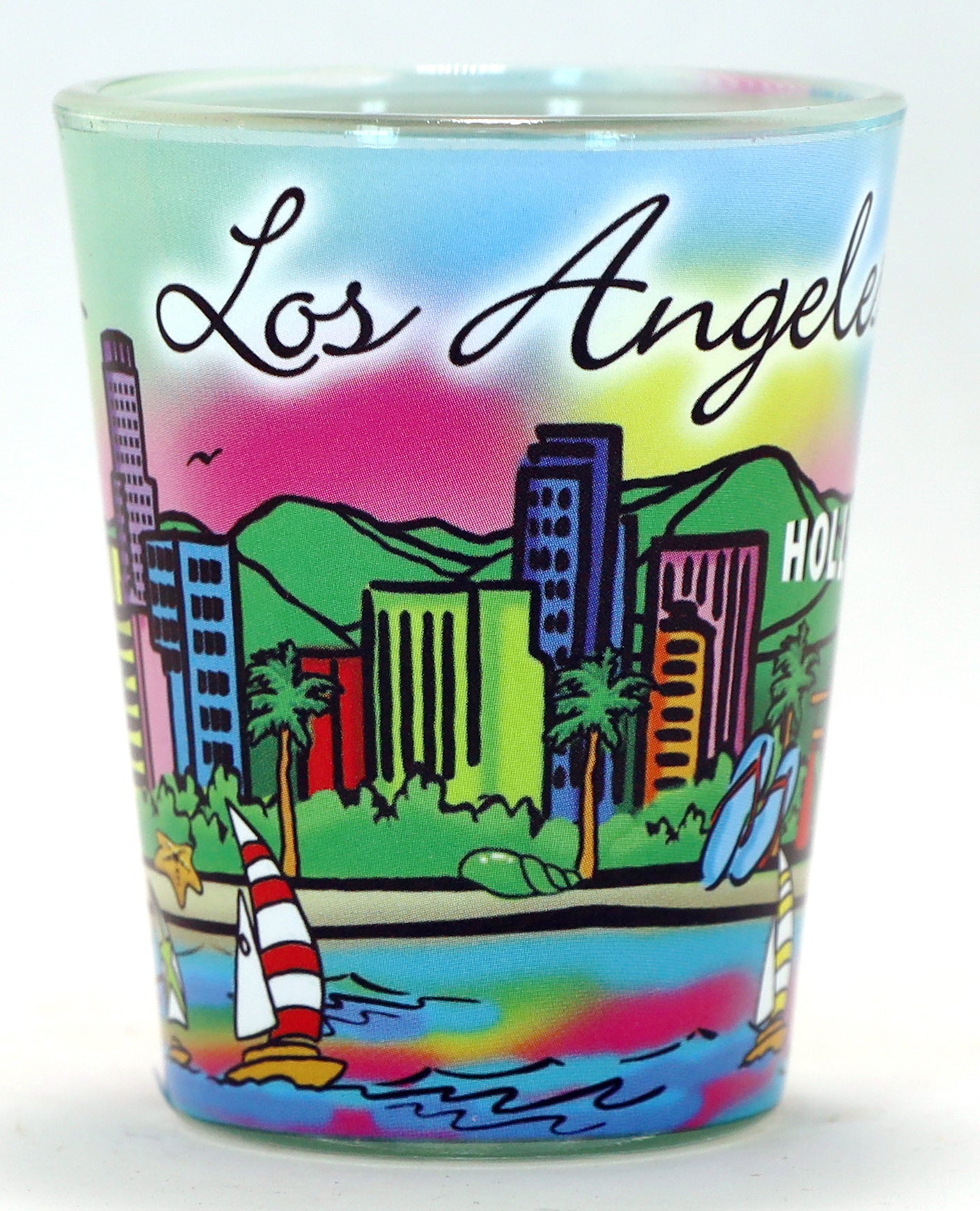 Los Angeles California Neon Rainbow Shot Glass