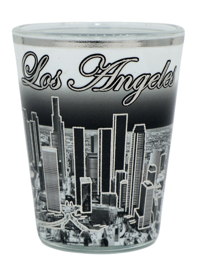 Los Angeles California Silver Skyline B & W Ceramic Shot Glass