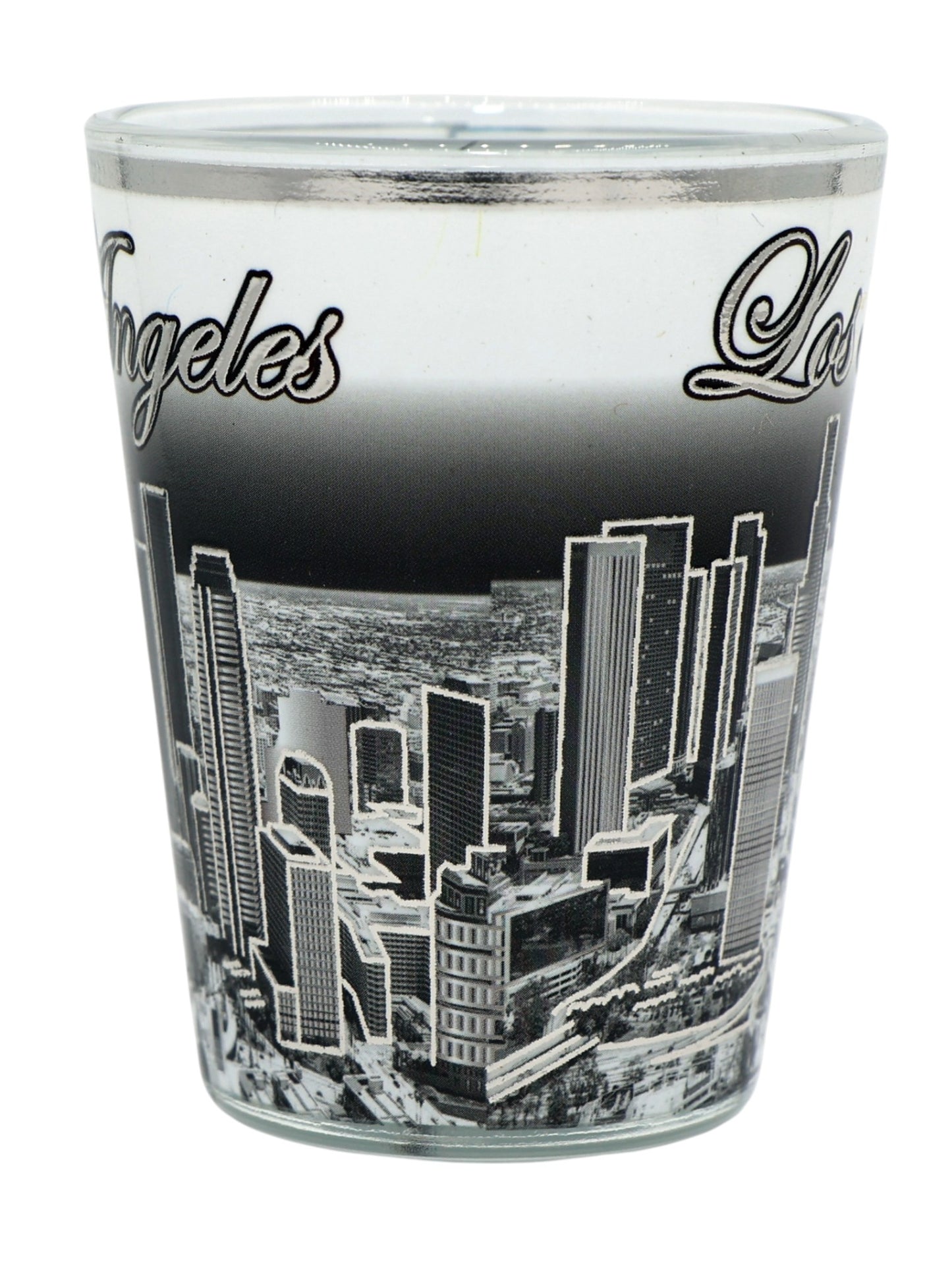 Los Angeles California Silver Skyline B & W Ceramic Shot Glass