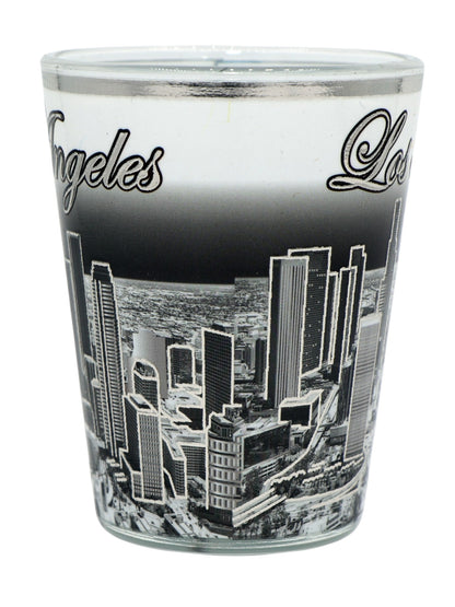 Los Angeles California Silver Skyline B & W Ceramic Shot Glass