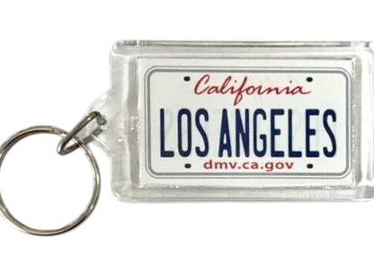 Los Angeles California License Plate Acrylic Rectangular Souvenir Keychain 2.5" X 1.5"