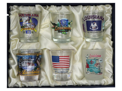 Louisiana United States USA Souvenir Boxed Shot Glass Set (Set of 6)