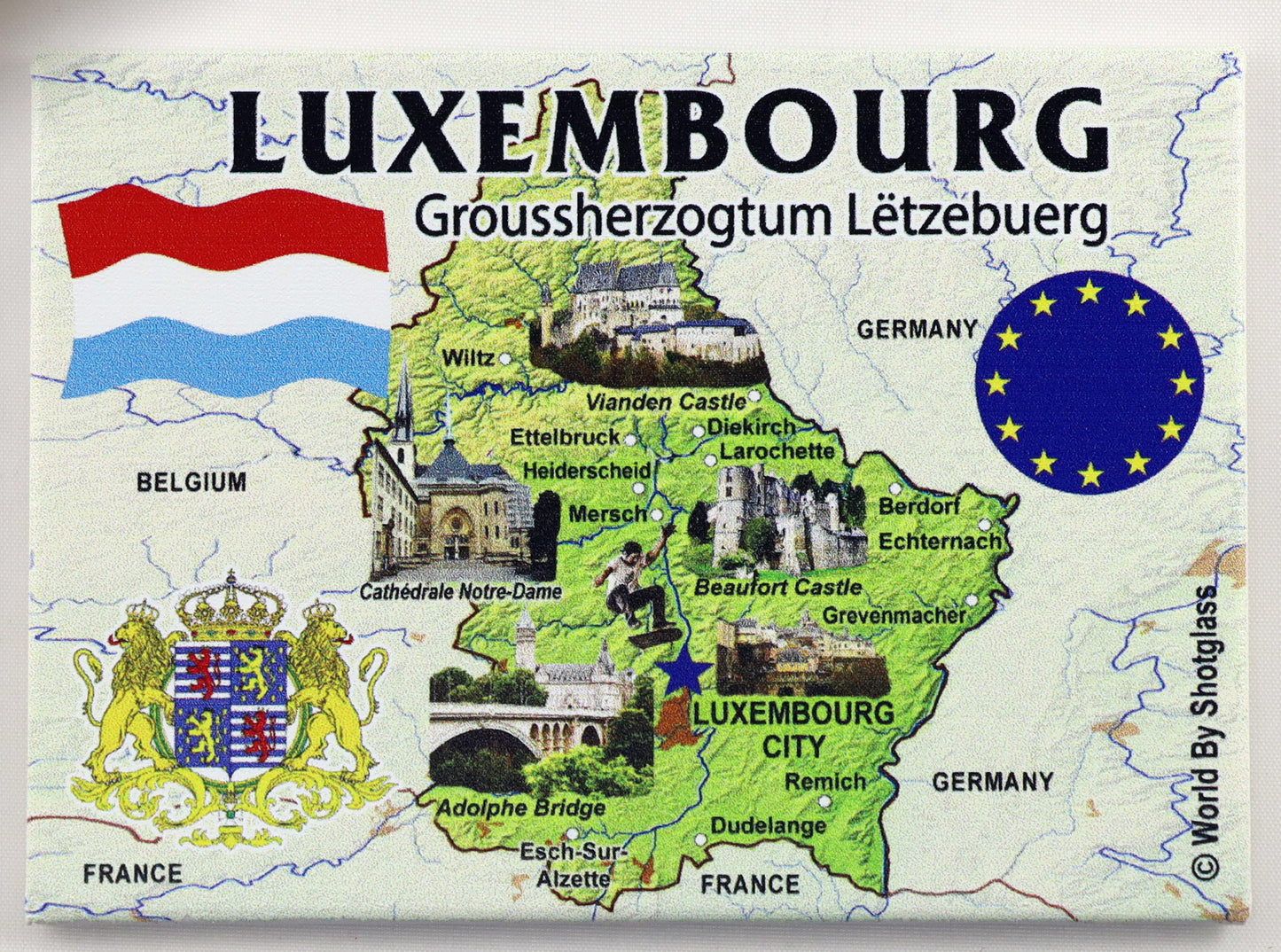 Luxembourg EU Series Souvenir Fridge Magnet 2.5 inches X 3.5 inches