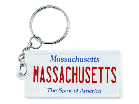 Massachusetts License Plate Aluminum Ultra-Slim Rectangular Souvenir Keychain 2.5" X 1.25"x 0.06"