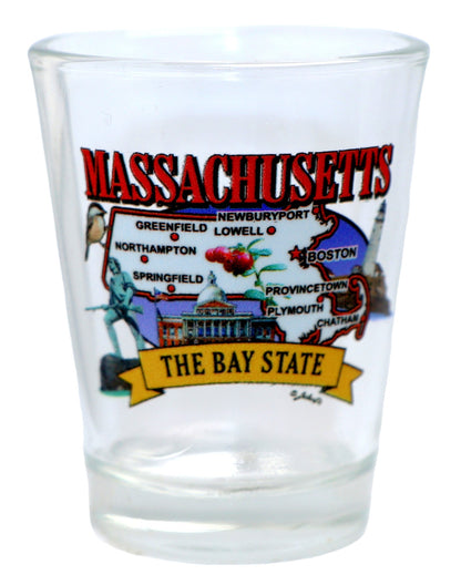 Massachusetts United States USA Souvenir Boxed Shot Glass Set (Set of 6)