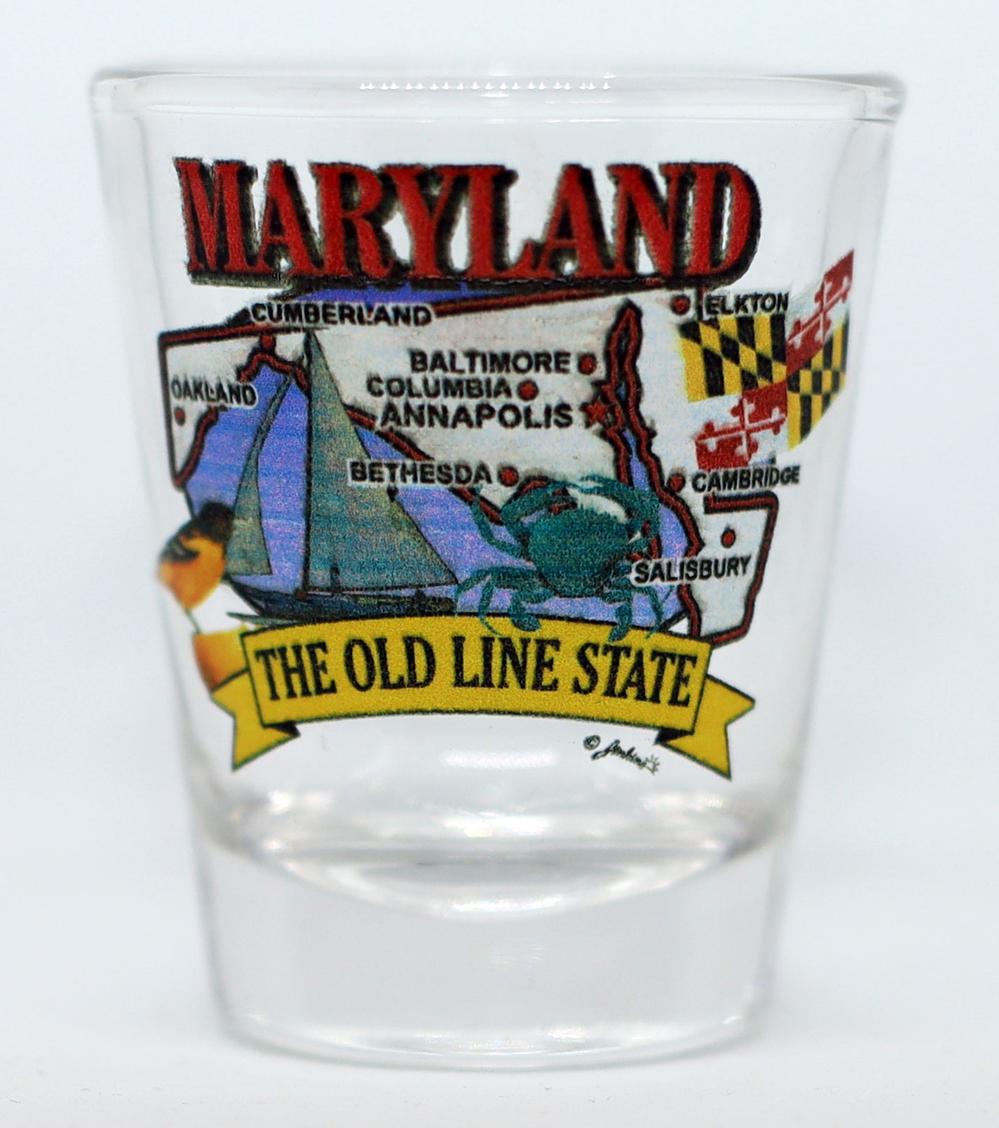 Maryland State Elements Map Shot Glass