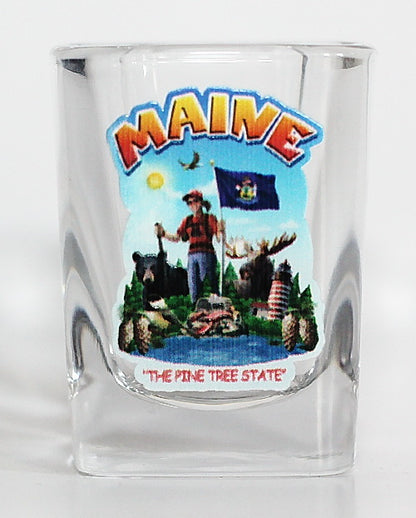 Maine State Montage Square Shot Glass
