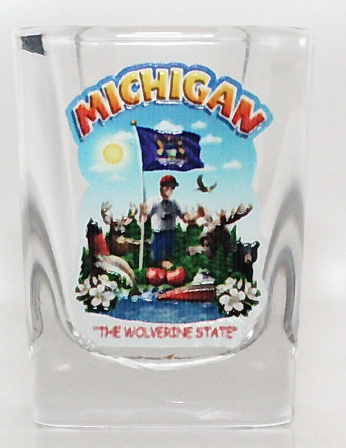 Michigan State Montage Square Shot Glass