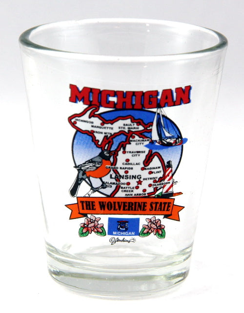 Michigan State Elements Map Shot Glass