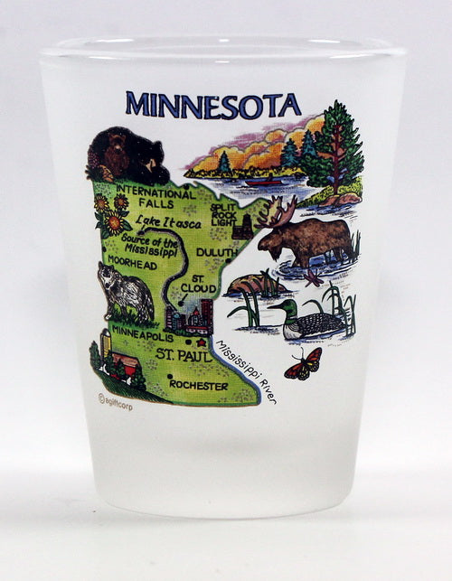 Minnesota Map Frosted Shot Glass