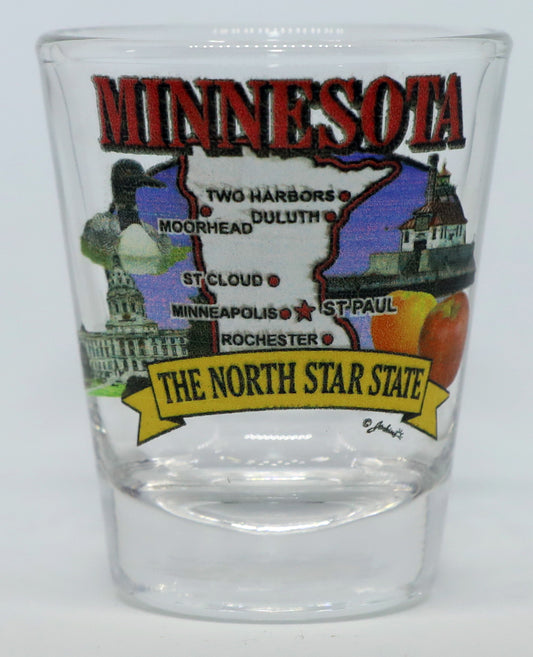 Minnesota State Elements Map Shot Glass