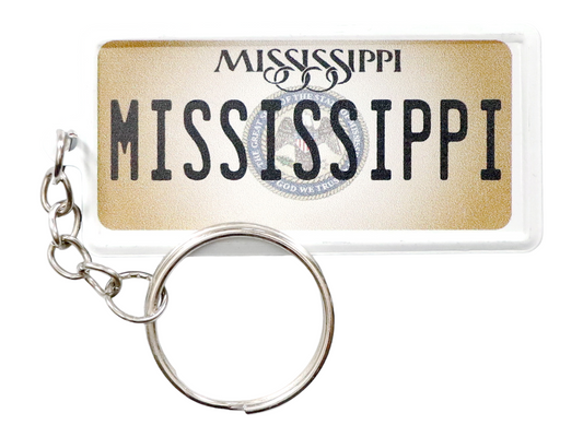 Mississippi License Plate Aluminum Ultra-Slim Rectangular Souvenir Keychain 2.5" X 1.25"x 0.06"