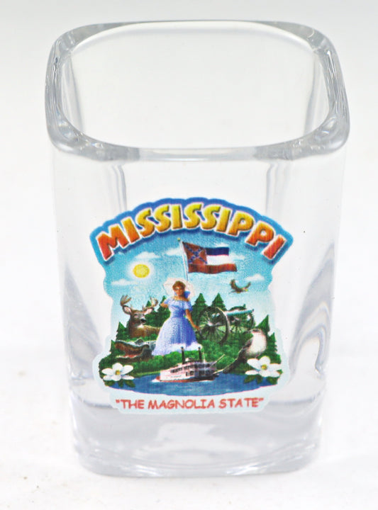 Mississippi State Montage Square Shot Glass