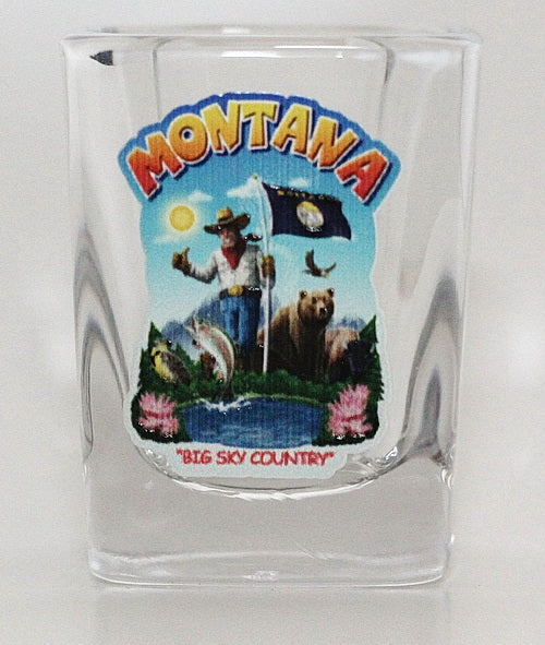 Montana State Montage Square Shot Glass
