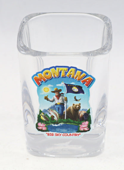 Montana State Montage Square Shot Glass