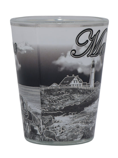 Maine B & W With Silver Skyline Shot Glass