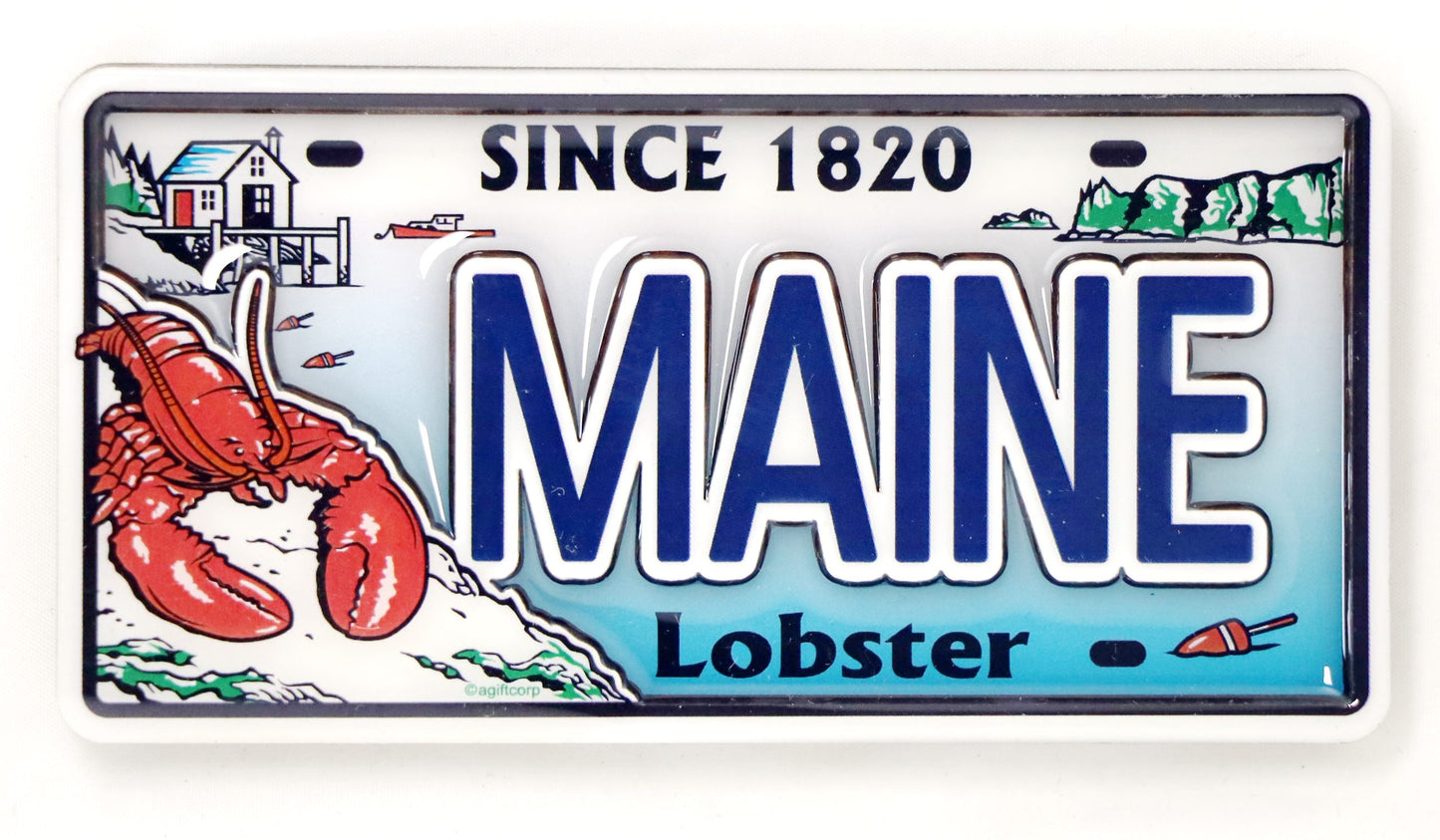 Maine License Plate Dual Layer MDF Magnet