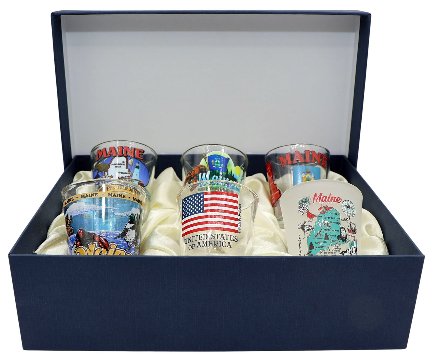 Maine United States USA Souvenir Boxed Shot Glass Set (Set of 6)