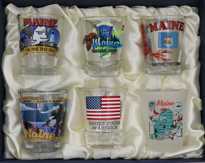 Maine United States USA Souvenir Boxed Shot Glass Set (Set of 6)
