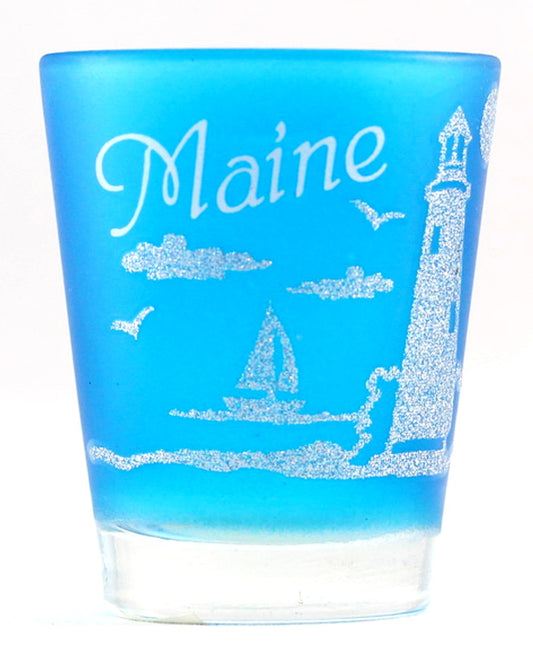 Maine Neon Nautical Frosted Shot Glass