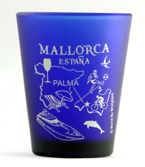 Palma De Mallorca Spain Cobalt Blue Frosted Shot Glass