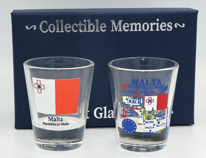 Malta Souvenir Boxed Shot Glass Set (Set of 2)