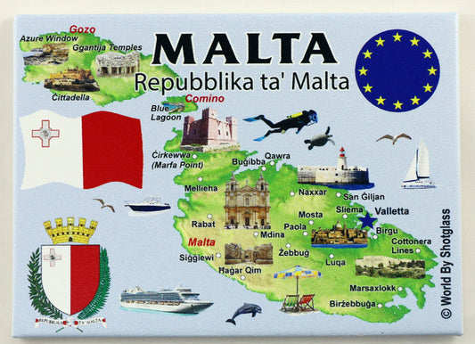 Malta EU Series Souvenir Fridge Magnet 2.5 inches X 3.5 inches